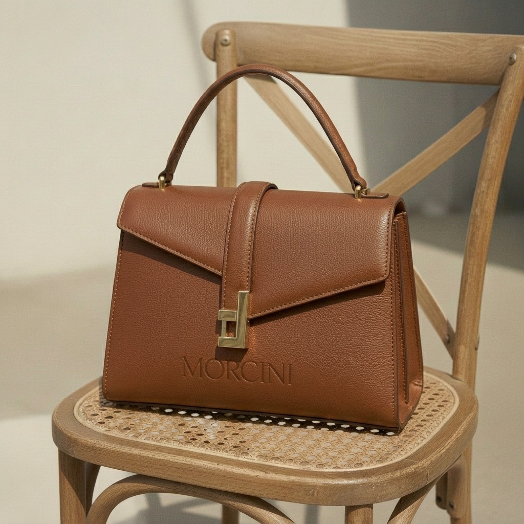 Femme 2008 Icon: Morcini Signature Top Handle Leather Hand Bag