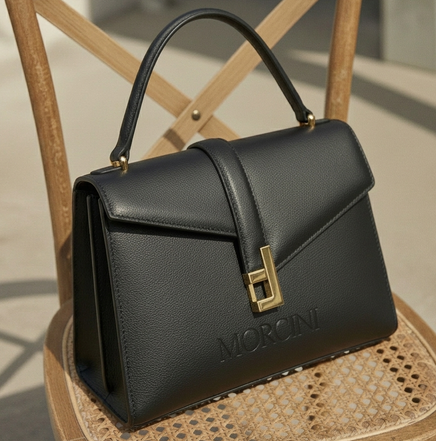 Femme 2008 Icon: Morcini Signature Top Handle Leather Hand Bag