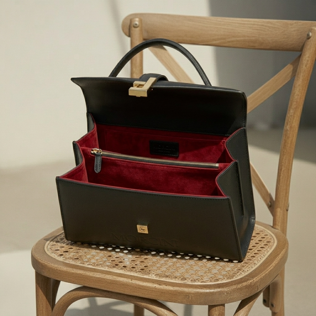 Femme 2008 Icon: Morcini Signature Top Handle Leather Hand Bag